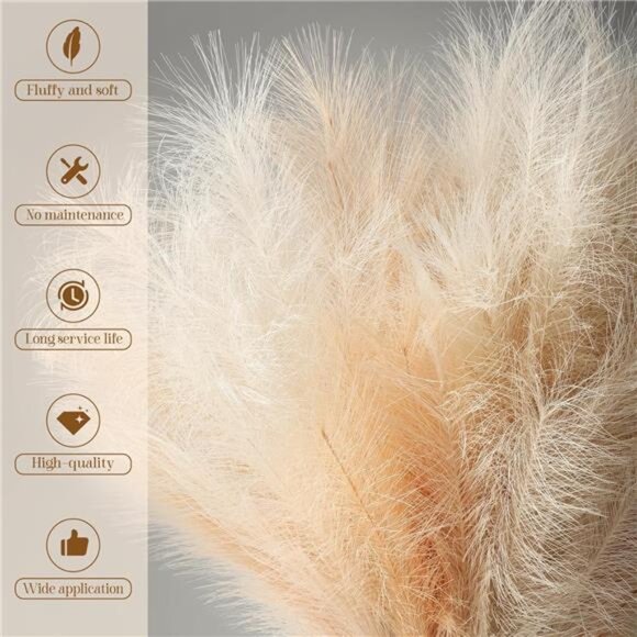 8 Pcs Faux Pampas Grass Decor 38''/97cm Tall Artificial Large Pompous Pompas - Picture 3 of 7